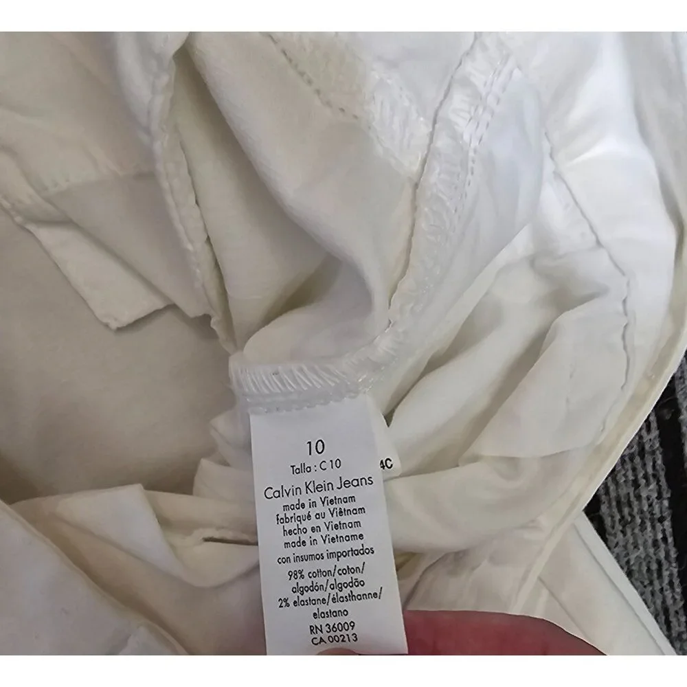 Calvin Klein Womens White Straight-Leg Trousers‎ Size 10